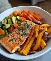 Farm Baked Salmon with Sweet Potatoes (Recovery Dinner)